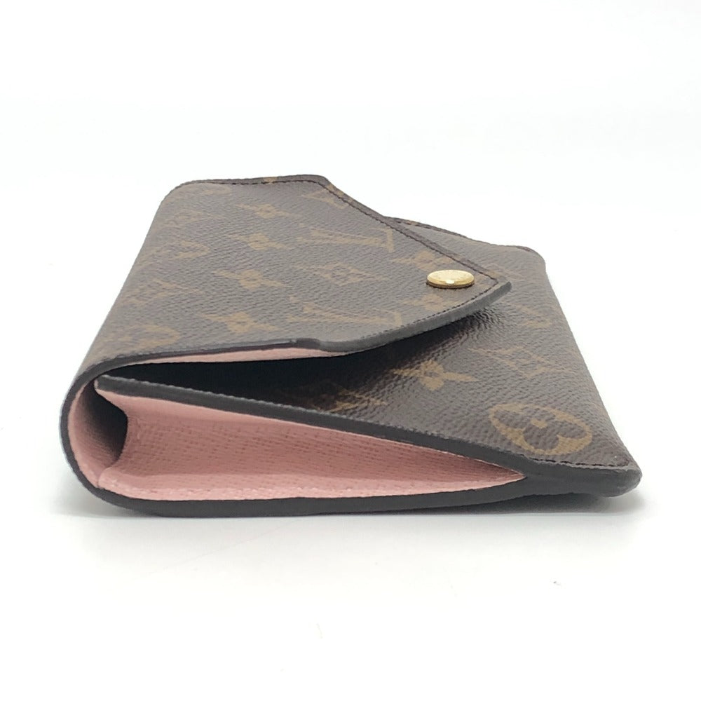 LOUIS VUITTON M62203 Portefeuille Jeanne Card Case Long Wallet Monogram Canvas Women's Rose Ballerine
