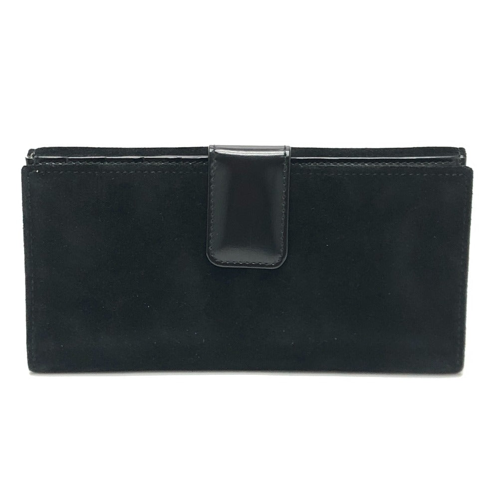 GUCCI Old Gucci Interlocking G Long Wallet, Flap Wallet, Suede/Patent Leather, Women's, Black