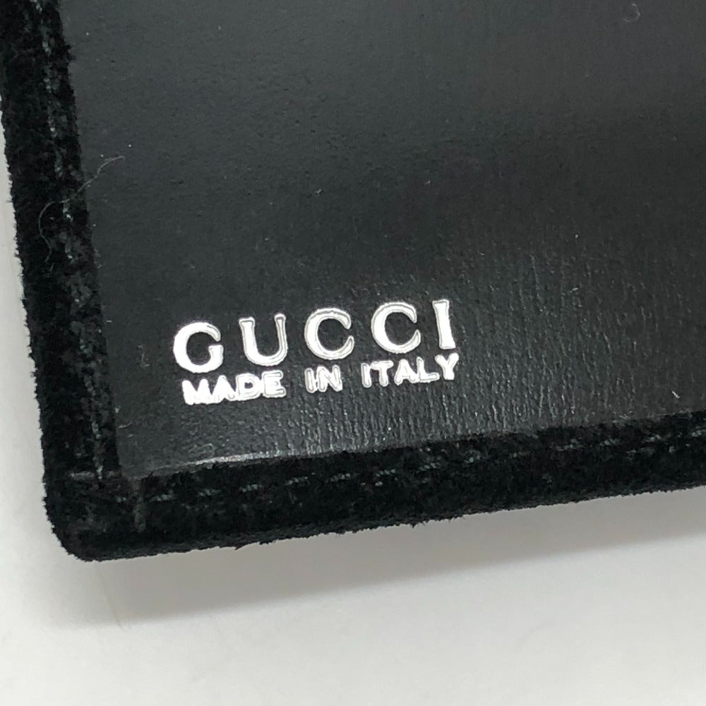 GUCCI Old Gucci Interlocking G Long Wallet, Flap Wallet, Suede/Patent Leather, Women's, Black
