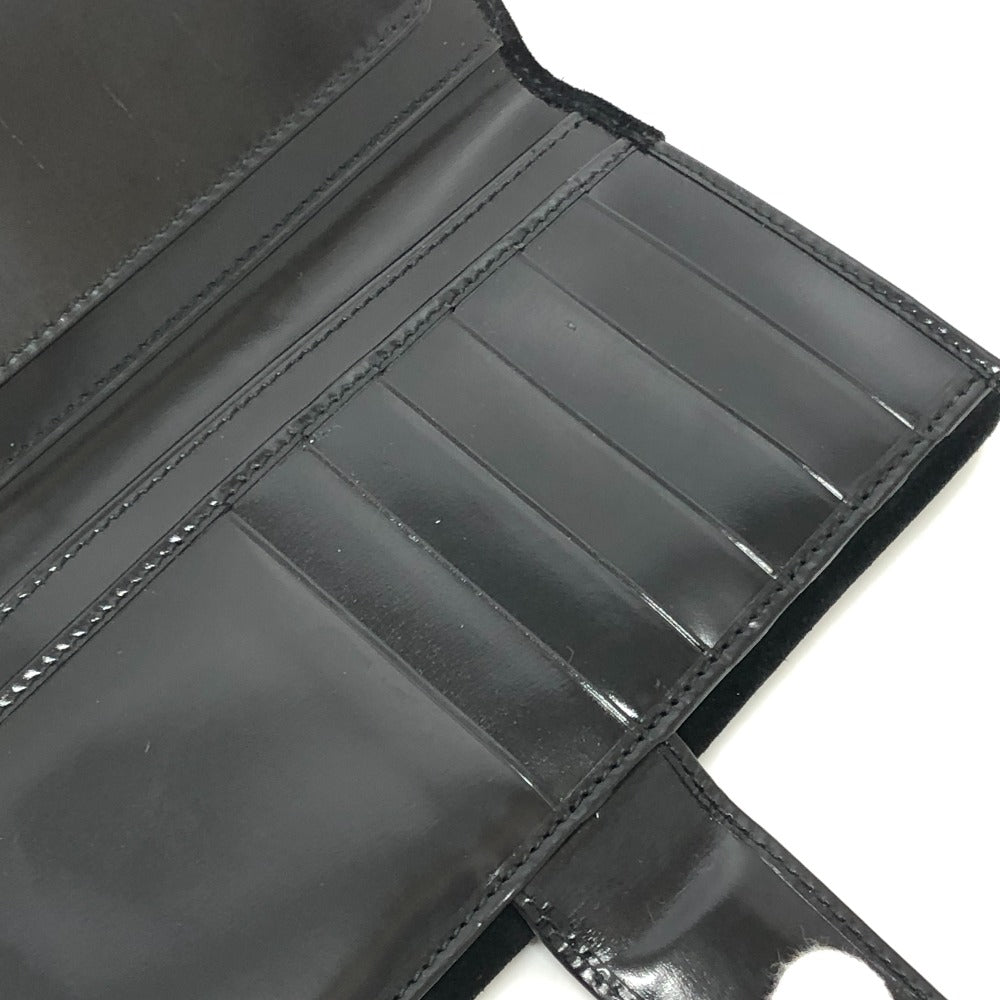 GUCCI Old Gucci Interlocking G Long Wallet, Flap Wallet, Suede/Patent Leather, Women's, Black