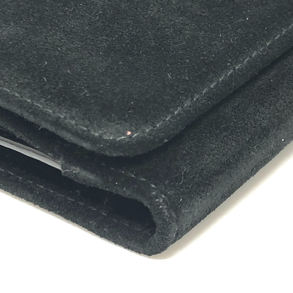GUCCI Old Gucci Interlocking G Long Wallet, Flap Wallet, Suede/Patent Leather, Women's, Black