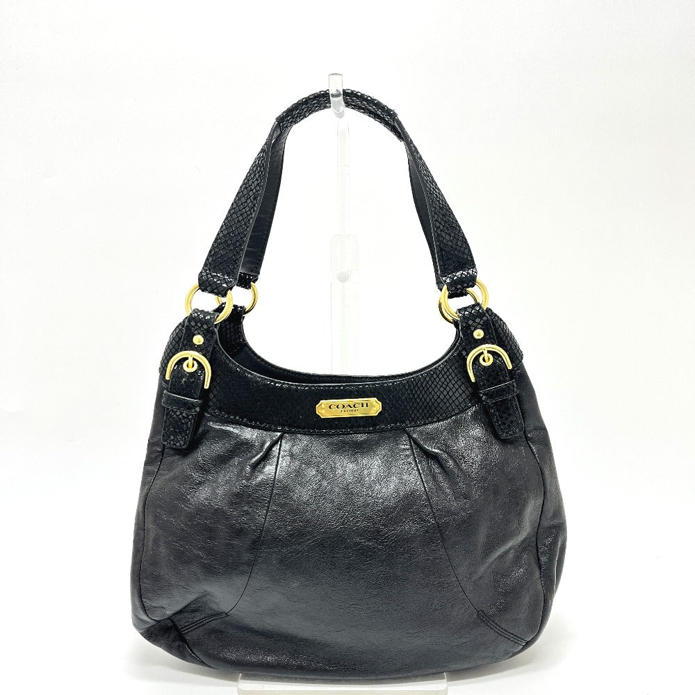 COACH F19453 ロゴプレート 肩掛け カバン バッグ ハンドバッグ レザー レディース ブラック