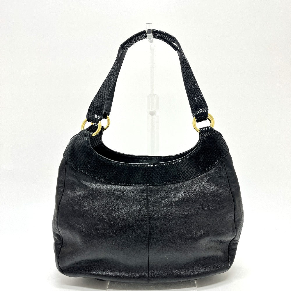 COACH F19453 ロゴプレート 肩掛け カバン バッグ ハンドバッグ レザー レディース ブラック