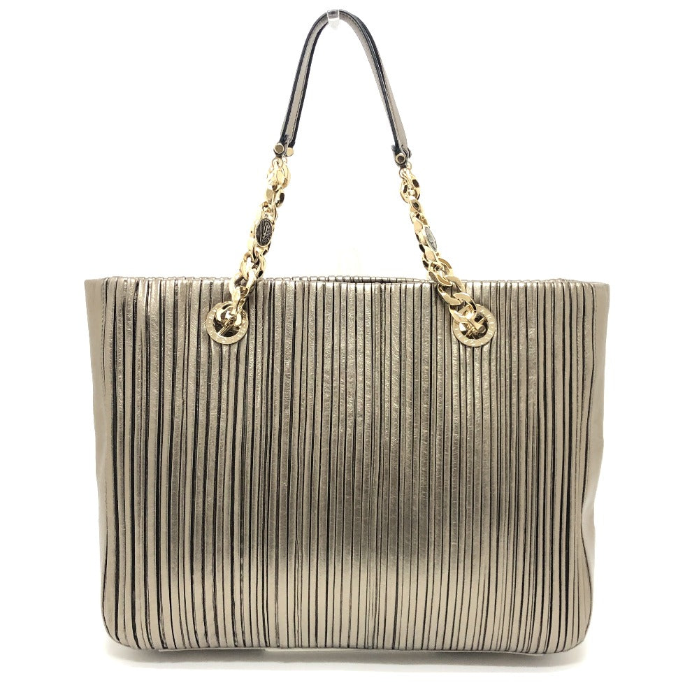 BVLGARI Monete Nappa Plisse Bag, Chain Shoulder Bag, Tote Bag, Leather, Women's, Gold