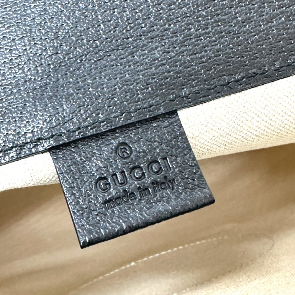 GUCCI 284156 クレストロゴ カバン ハンドバッグ キャンバス/レザー レディース ベージュ×ブラック