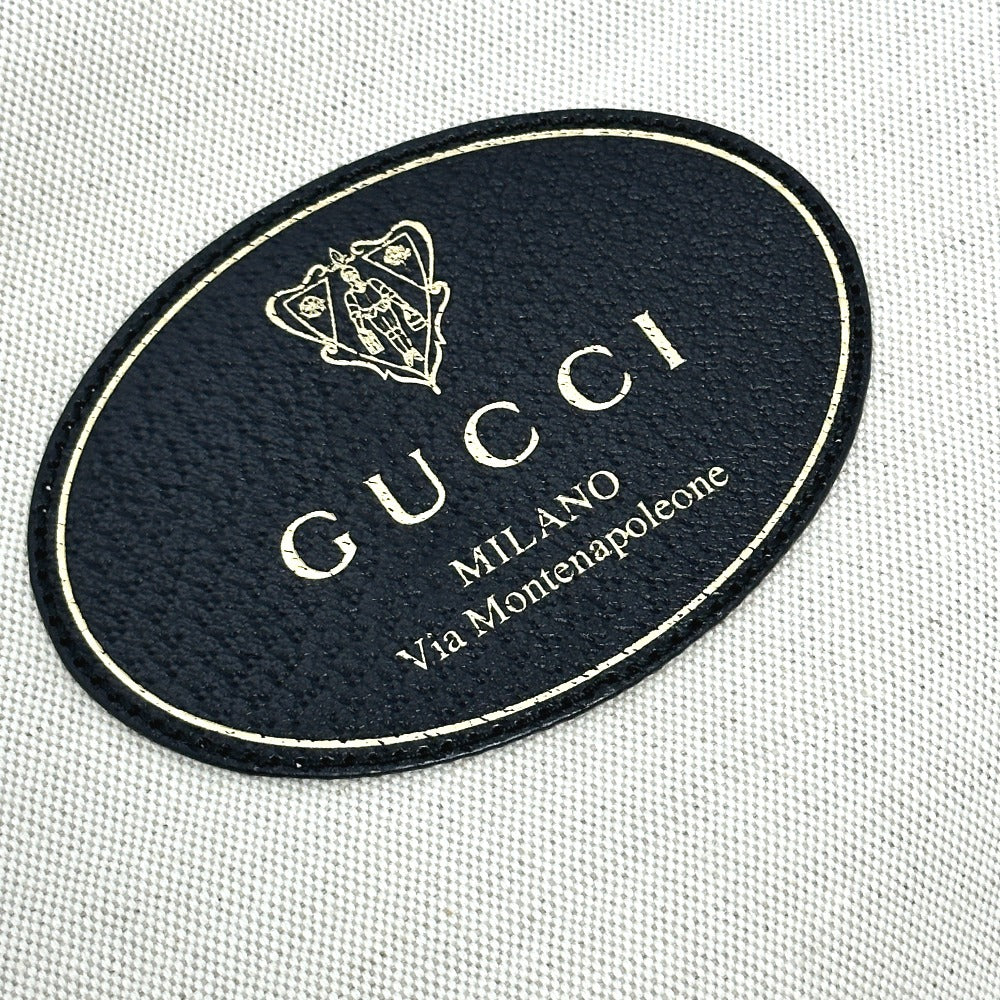 GUCCI 284156 クレストロゴ カバン ハンドバッグ キャンバス/レザー レディース ベージュ×ブラック