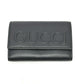 GUCCI 428781 Embossed Logo Keychain Key Ring 6-Key Case Leather Women's Black