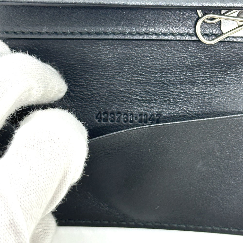 GUCCI 428781 Embossed Logo Keychain Key Ring 6-Key Case Leather Women's Black