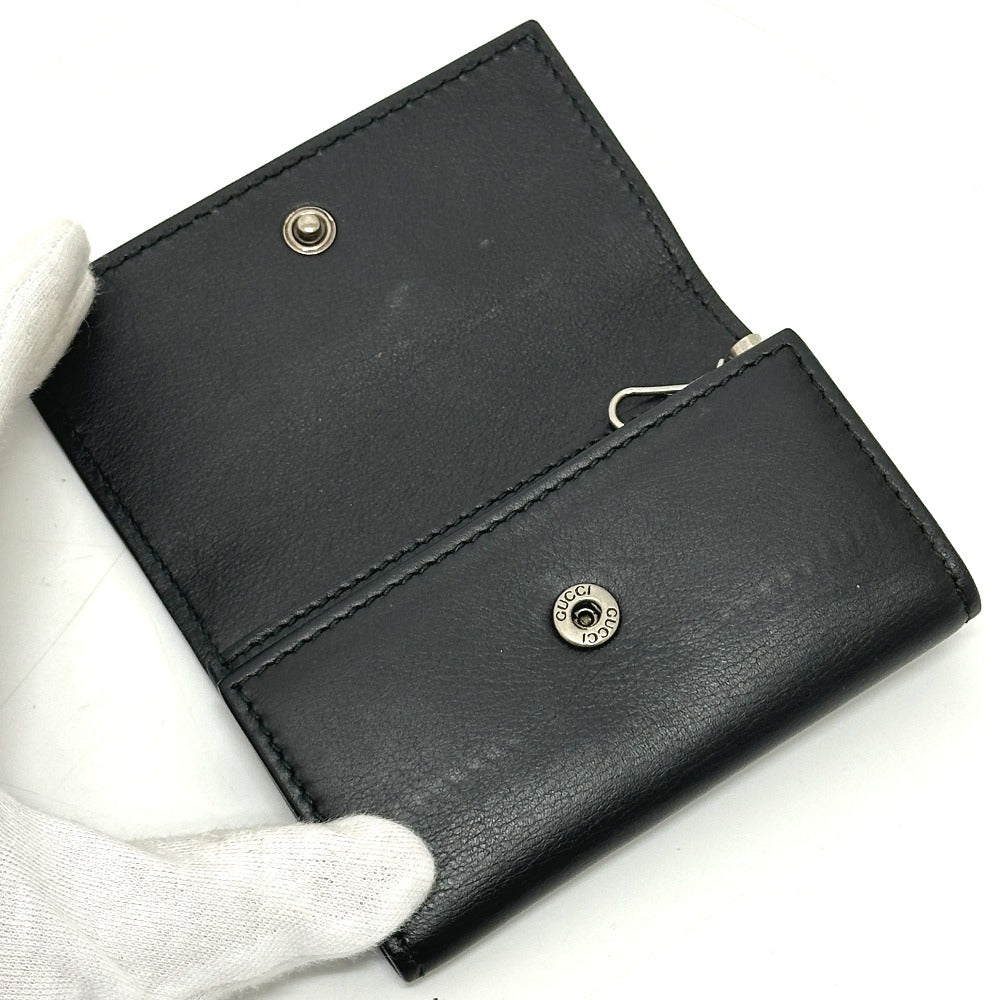 GUCCI 428781 Embossed Logo Keychain Key Ring 6-Key Case Leather Women's Black