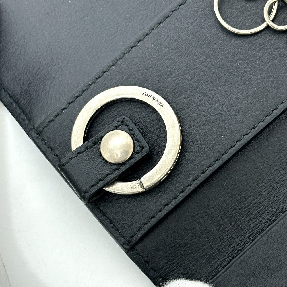 GUCCI 428781 Embossed Logo Keychain Key Ring 6-Key Case Leather Women's Black
