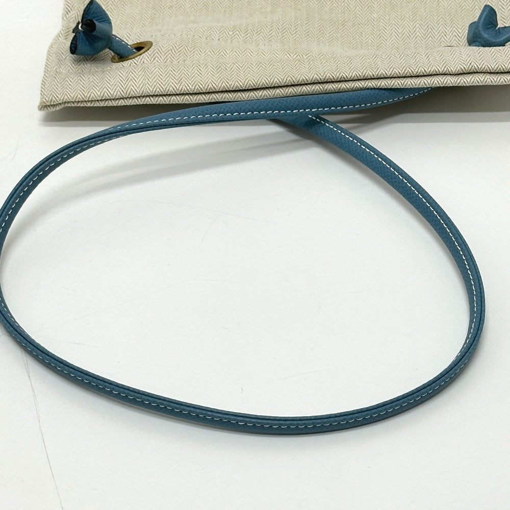 HERMES Logo Aline PM Shoulder Bag Canvas Women's Beige x Blue