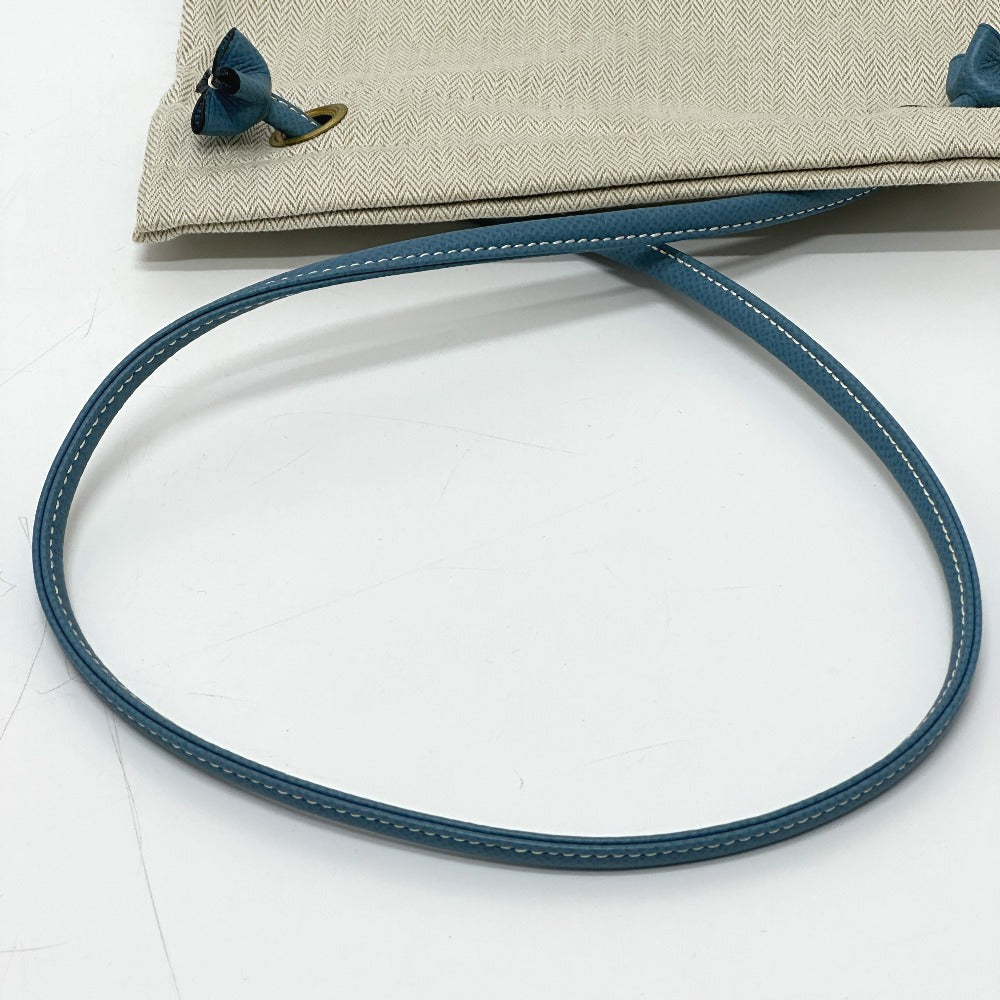 HERMES Logo Aline PM Shoulder Bag Canvas Women's Beige x Blue