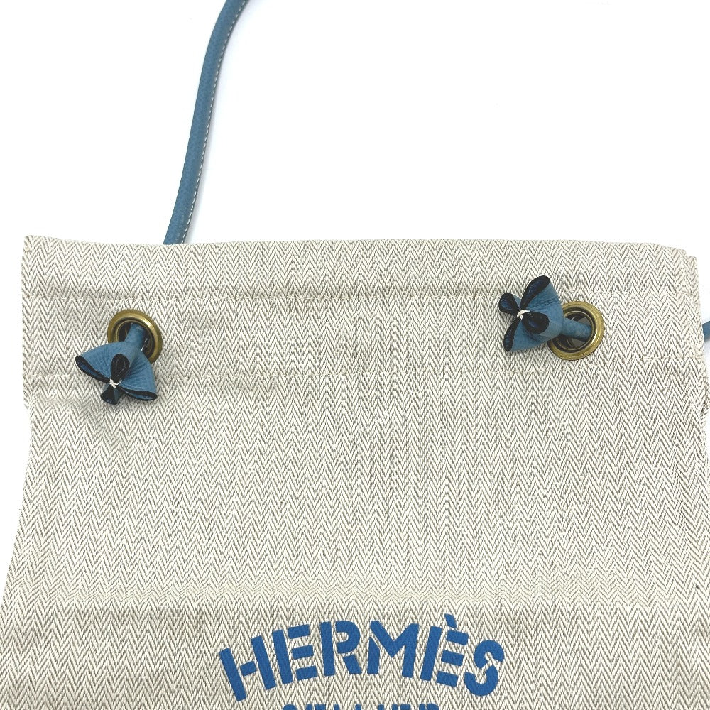HERMES Logo Aline PM Shoulder Bag Canvas Women's Beige x Blue