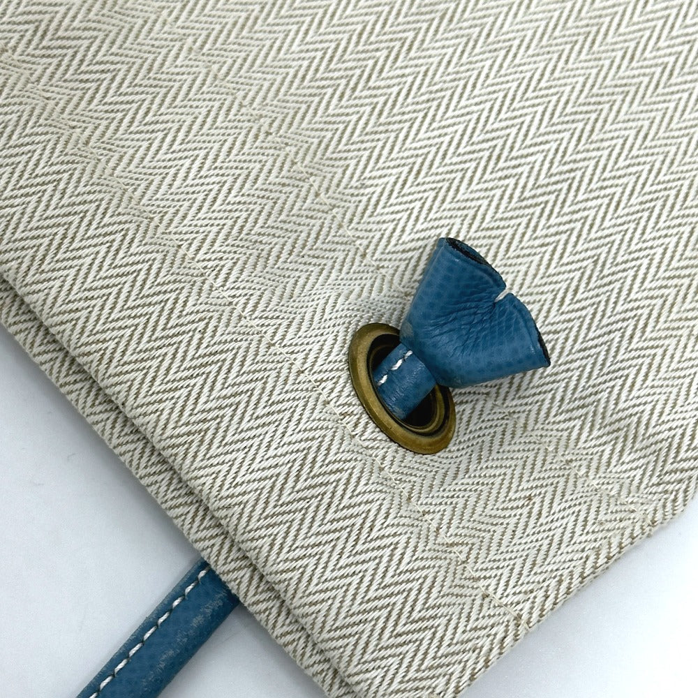 HERMES Logo Aline PM Shoulder Bag Canvas Women's Beige x Blue