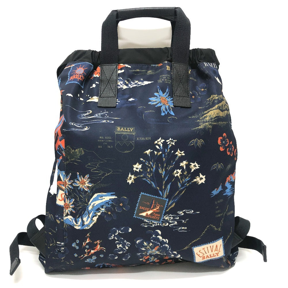 BALLY 6231718 nature 総柄 2WAY バックパック カバン バッグ リュックサック ナイロン/レザー メンズ ブルー