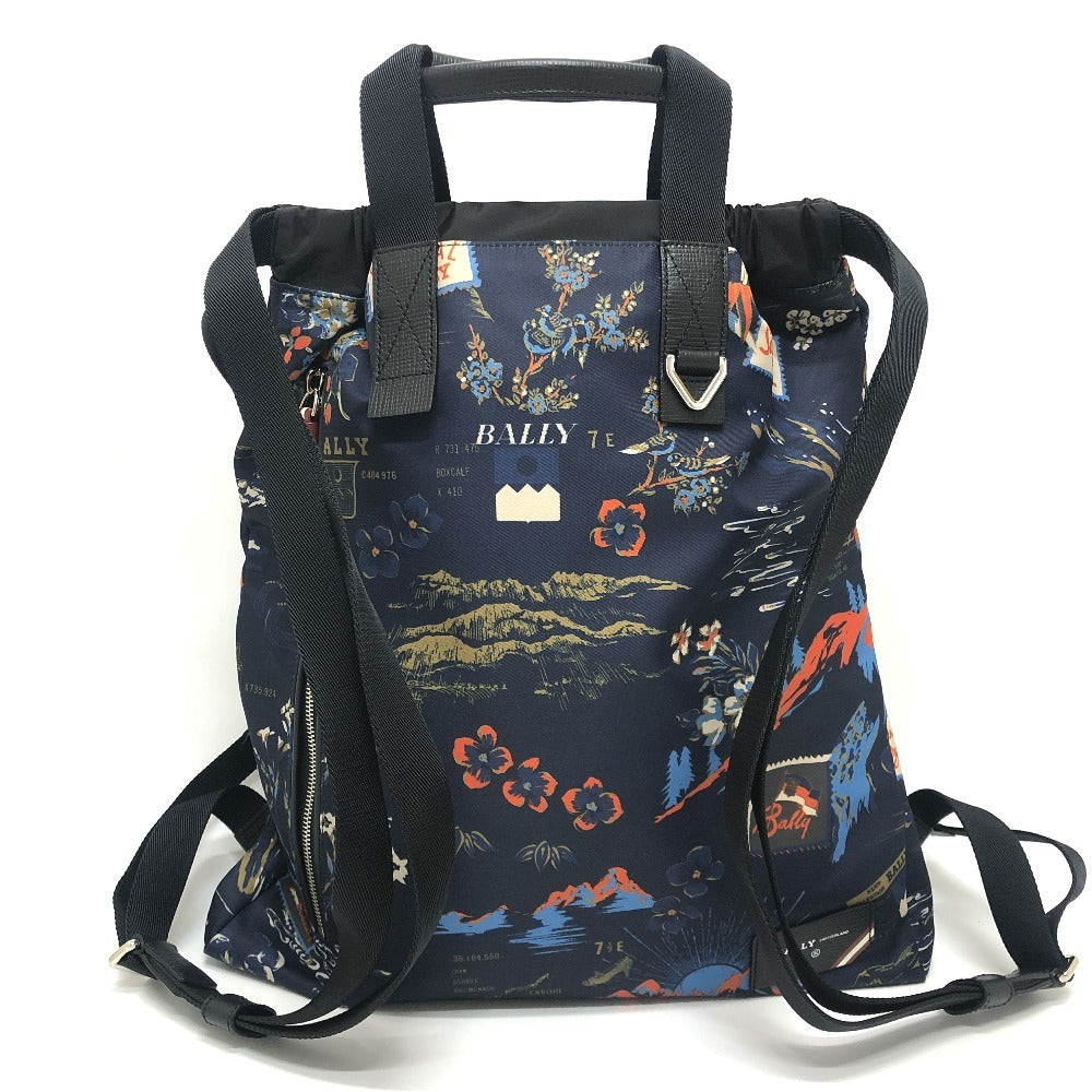 BALLY 6231718 nature 総柄 2WAY バックパック カバン バッグ リュックサック ナイロン/レザー メンズ ブルー