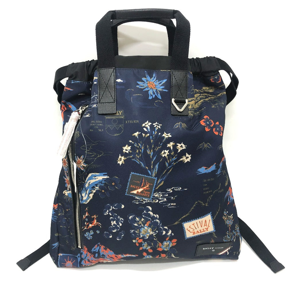 BALLY 6231718 nature 総柄 2WAY バックパック カバン バッグ リュックサック PVCコーティングワイヤー/ナイロンキャンバス ユニセックス ブルー