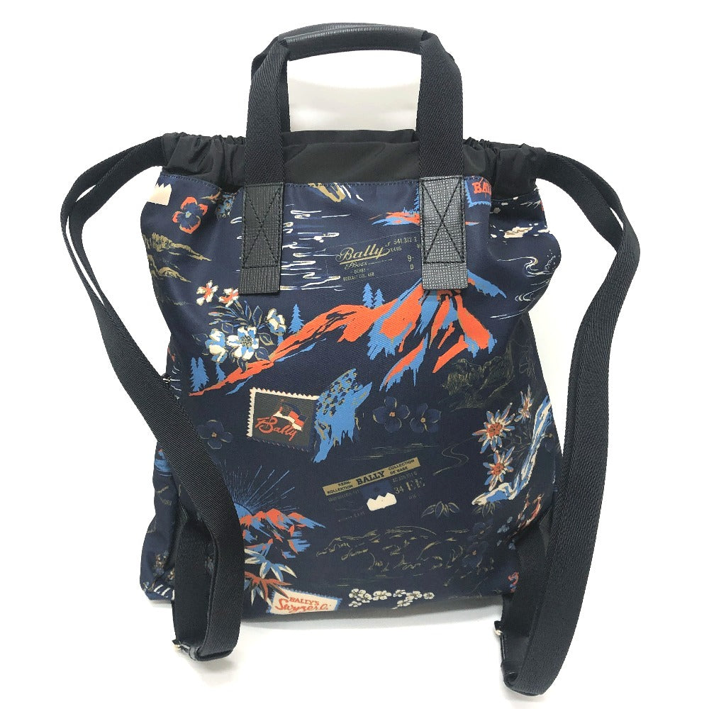 BALLY 6231718 nature 総柄 2WAY バックパック カバン バッグ リュックサック PVCコーティングワイヤー/ナイロンキャンバス ユニセックス ブルー