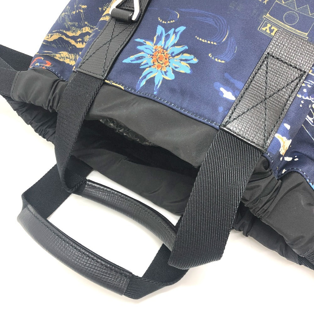 BALLY 6231718 nature 総柄 2WAY バックパック カバン バッグ リュックサック PVCコーティングワイヤー/ナイロンキャンバス ユニセックス ブルー