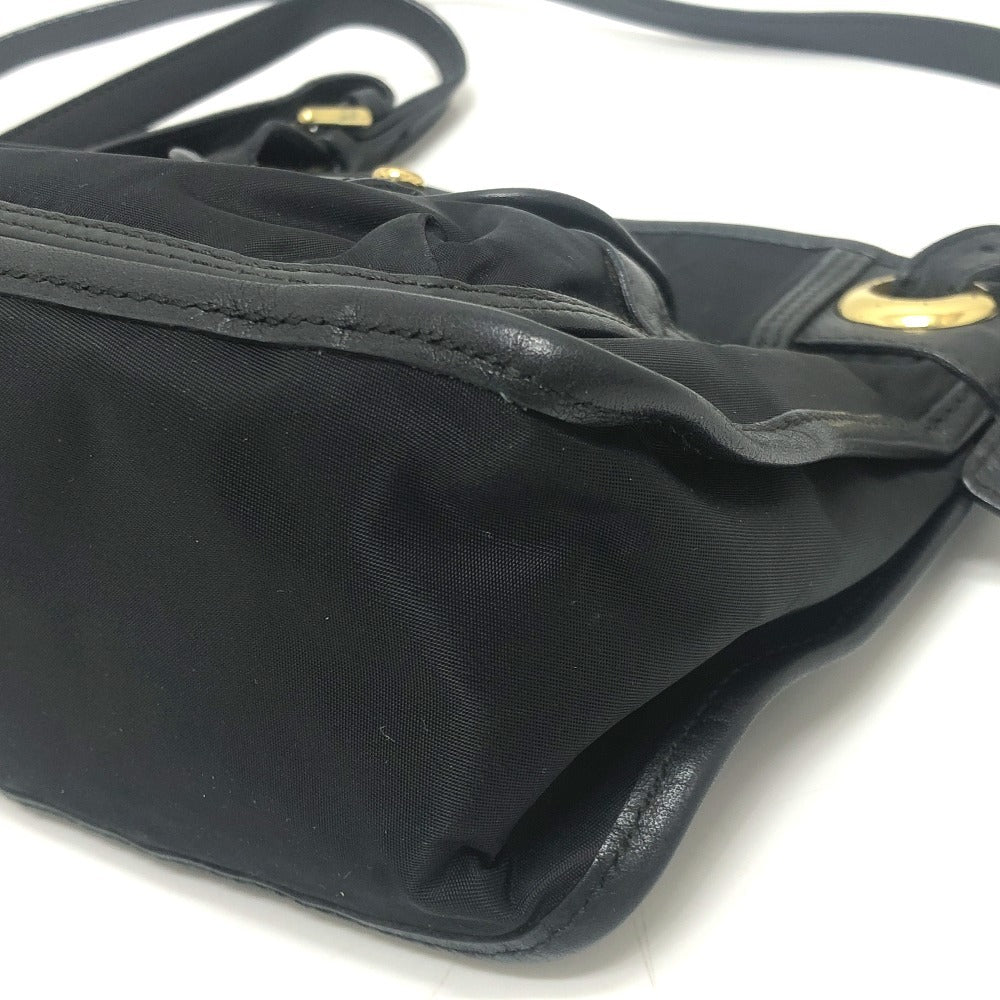 HUNTING WORLD ロゴ ポシェット カバン バッグ ショルダーバッグ ナイロン/レザー レディース ブラック