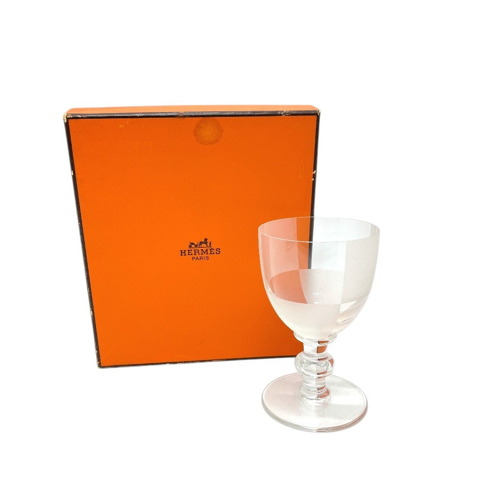 HERMES ダミエ チェッカーボード 食器 グラス コップ ワイングラス ワイングラス クリスタルガラス ユニセックス クリア