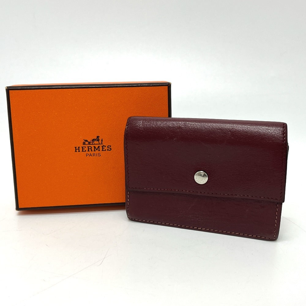 HERMES セリエ 名刺入れ カードケース レザー レディース ルージュアッシュ シルバー金具