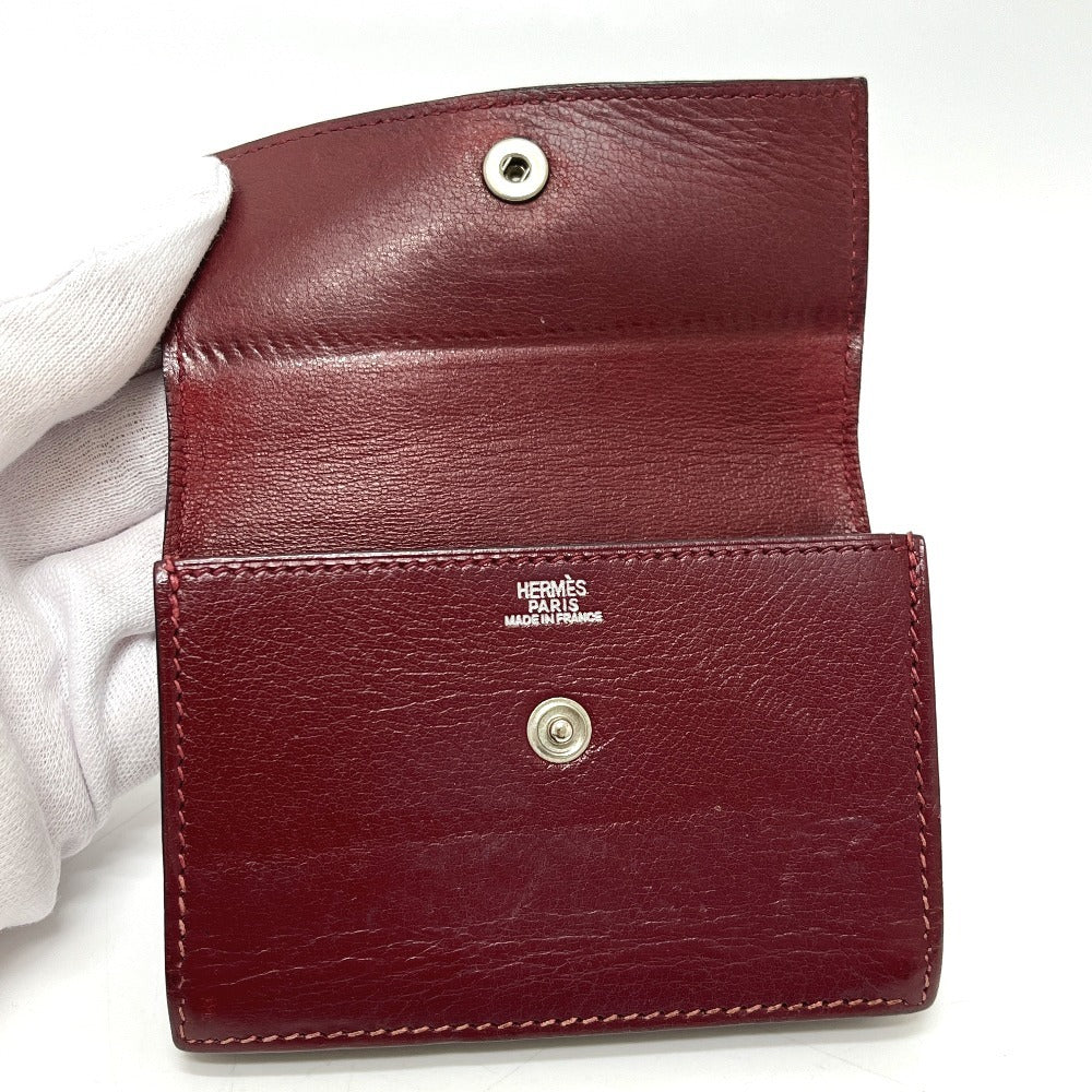 HERMES セリエ 名刺入れ カードケース レザー レディース ルージュアッシュ シルバー金具
