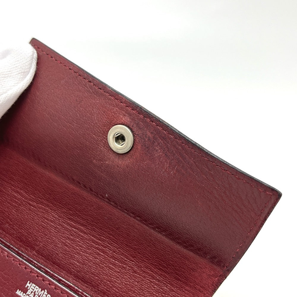 HERMES セリエ 名刺入れ カードケース レザー レディース ルージュアッシュ シルバー金具
