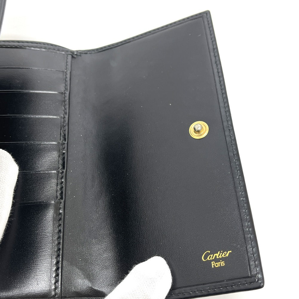 CARTIER Panthère Short Wallet, 3-fold wallet, Leather, Women's, Black