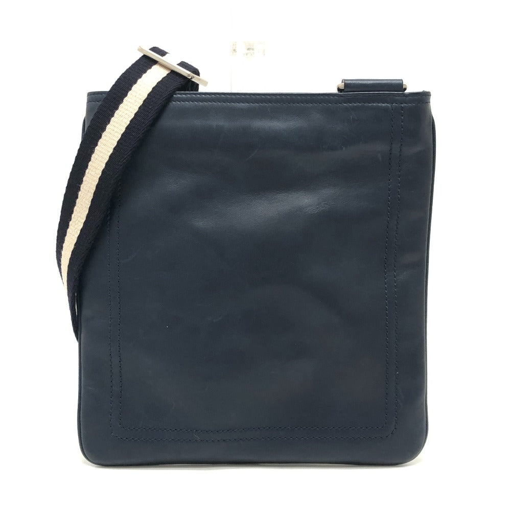 BALLY フラット カバン 調節可能 斜め掛け バッグ ショルダーバッグ レザー ユニセックス ネイビー
