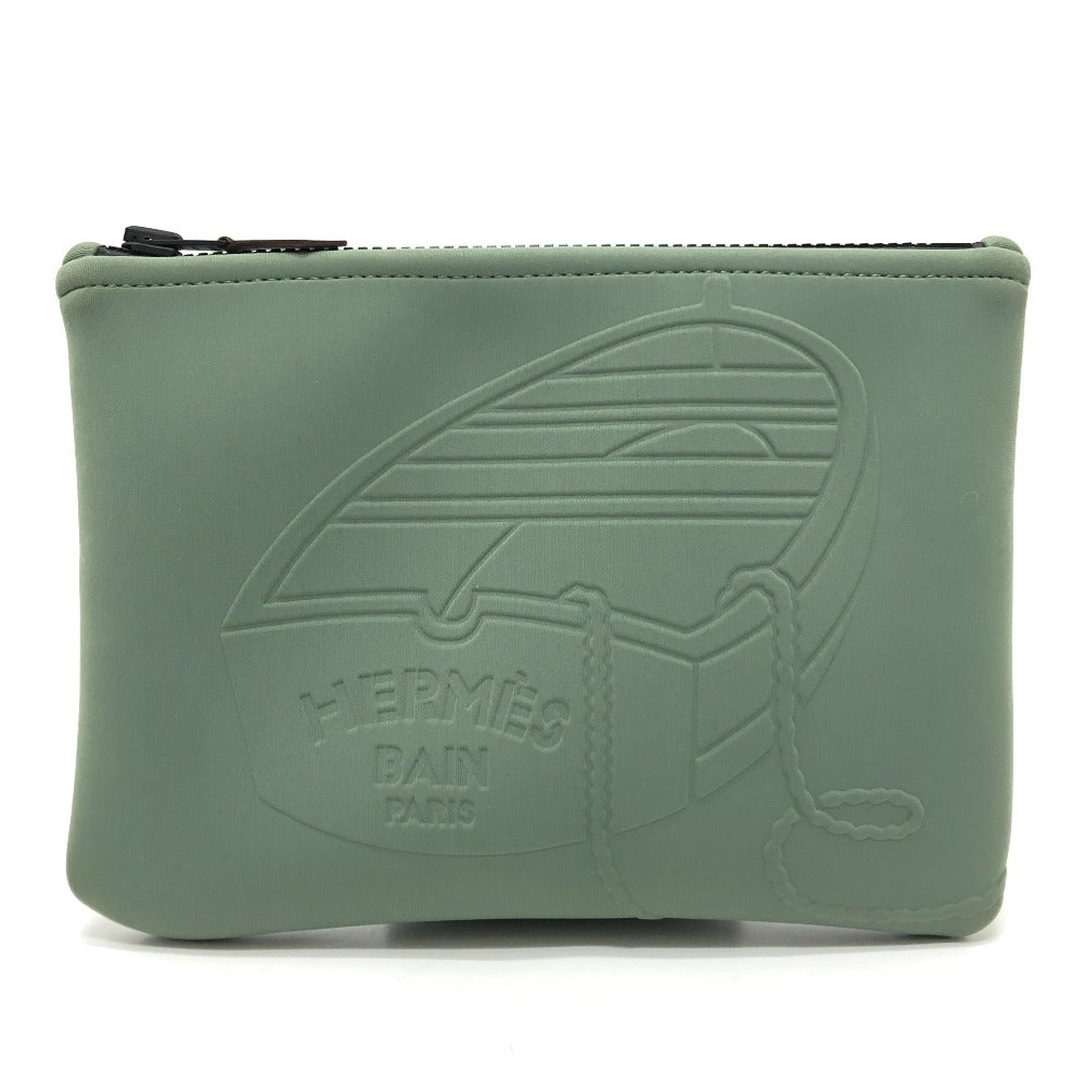 HERMES ネオバン タラサ PM タラサPM 小物 収納 小物入れ フラット ポーチ ナイロン レディース カーキ