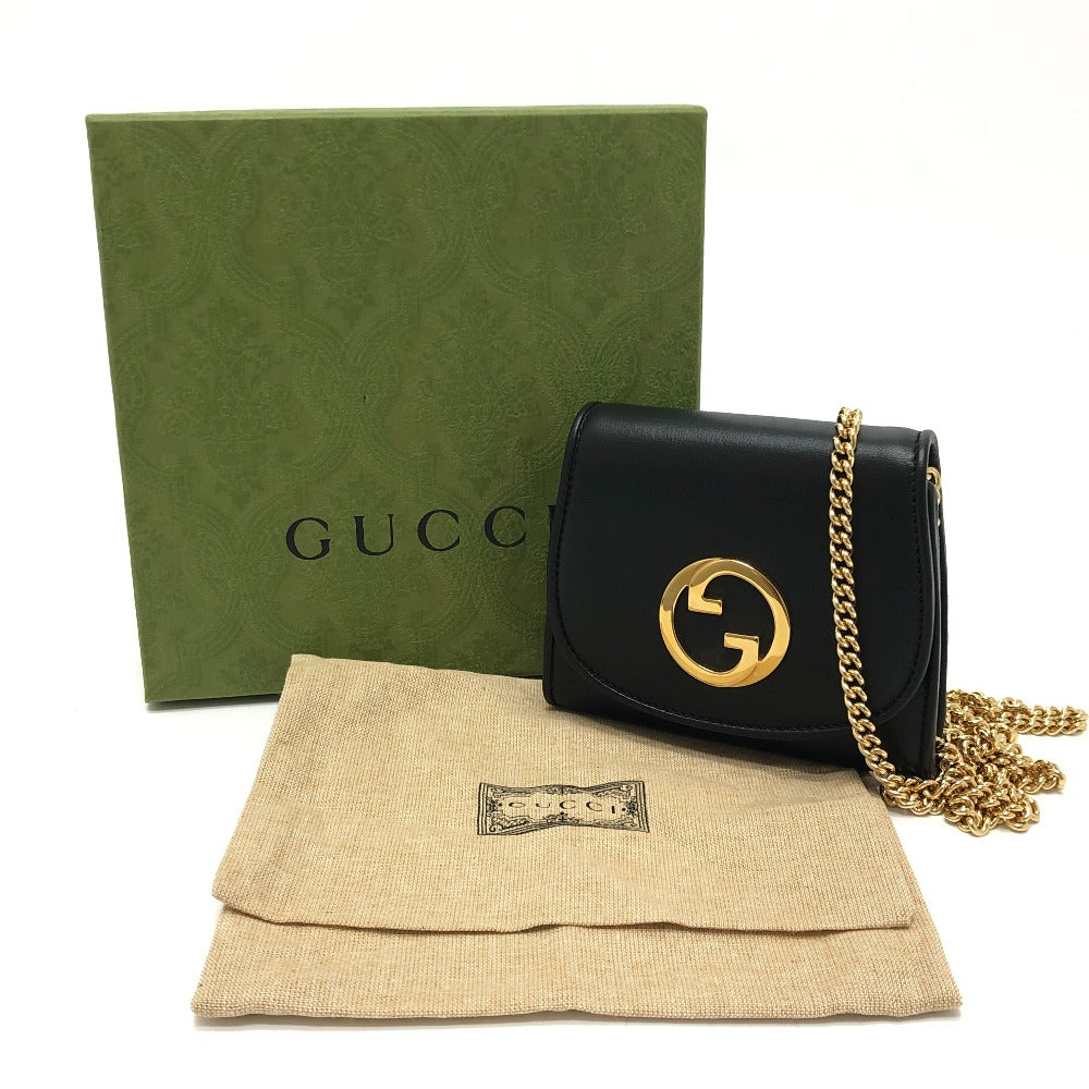 GUCCI 725219 ブロンディ ミディアム チェーンウォレット 財布 カバン ロゴ ショルダーバッグ レザー レディース ブラック