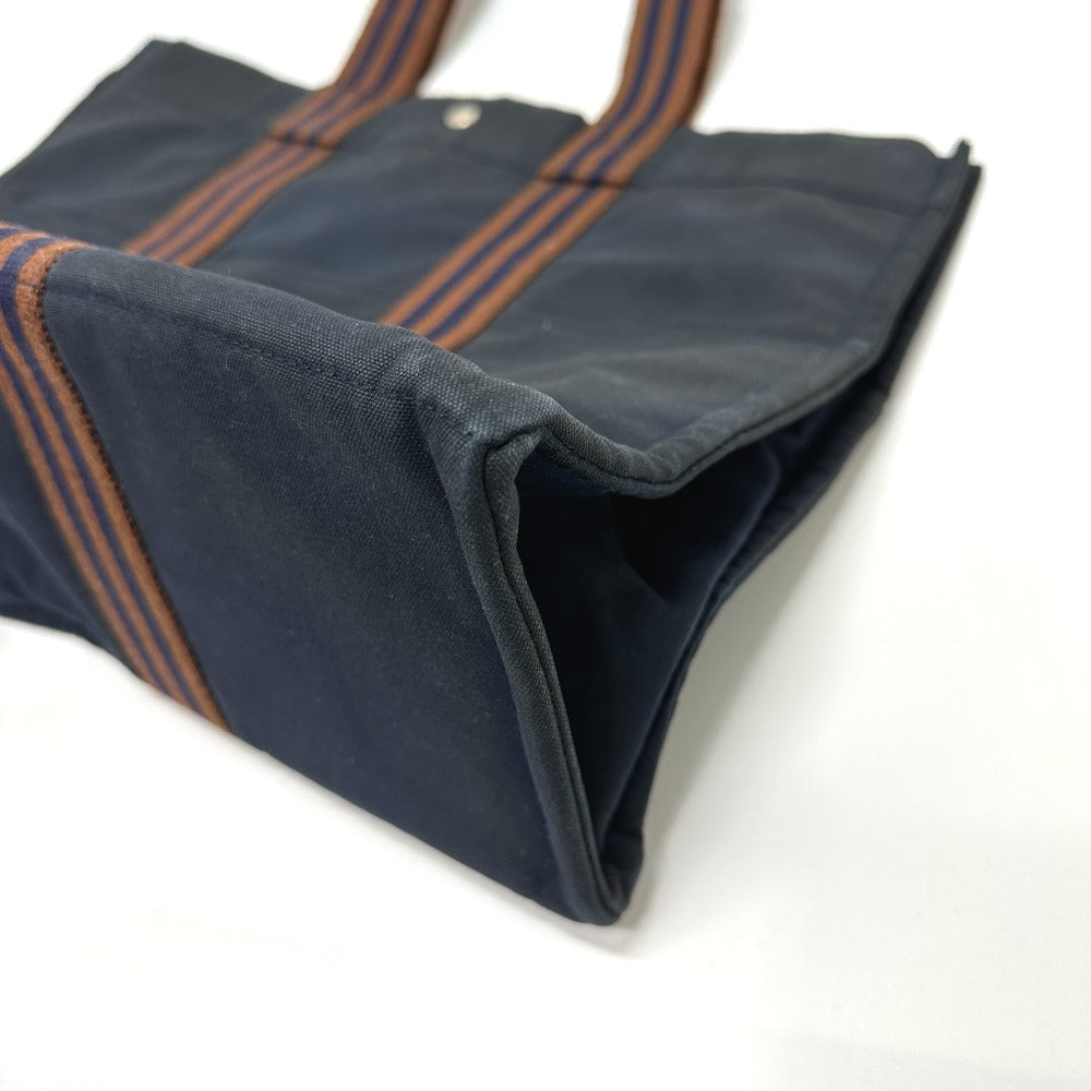 HERMES フールトゥGM カバン トートバッグ ハンドバッグ キャンバス レディース ネイビー