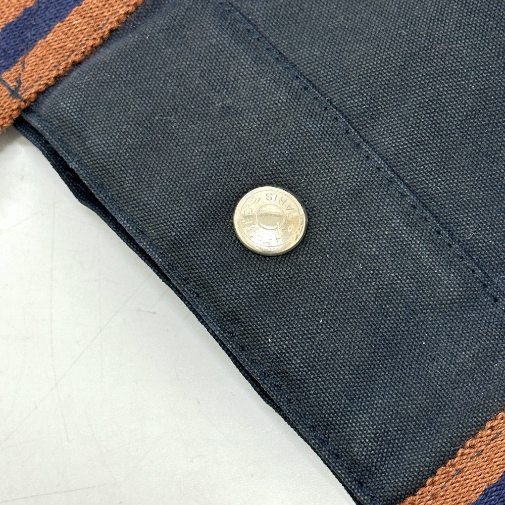 HERMES フールトゥGM カバン トートバッグ ハンドバッグ キャンバス レディース ネイビー