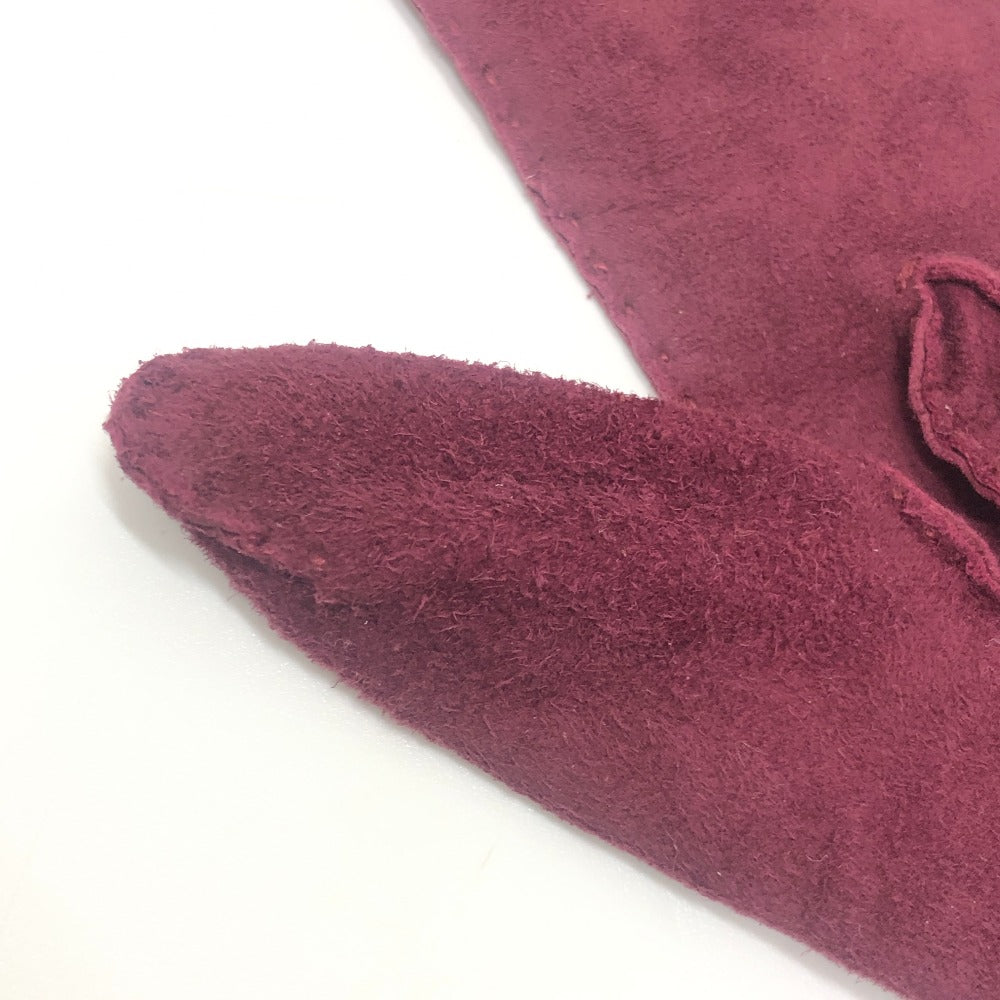 CHANEL CC Mark Logo Stitch Long Gloves Fashion Accessories gloves suede wine-red Used