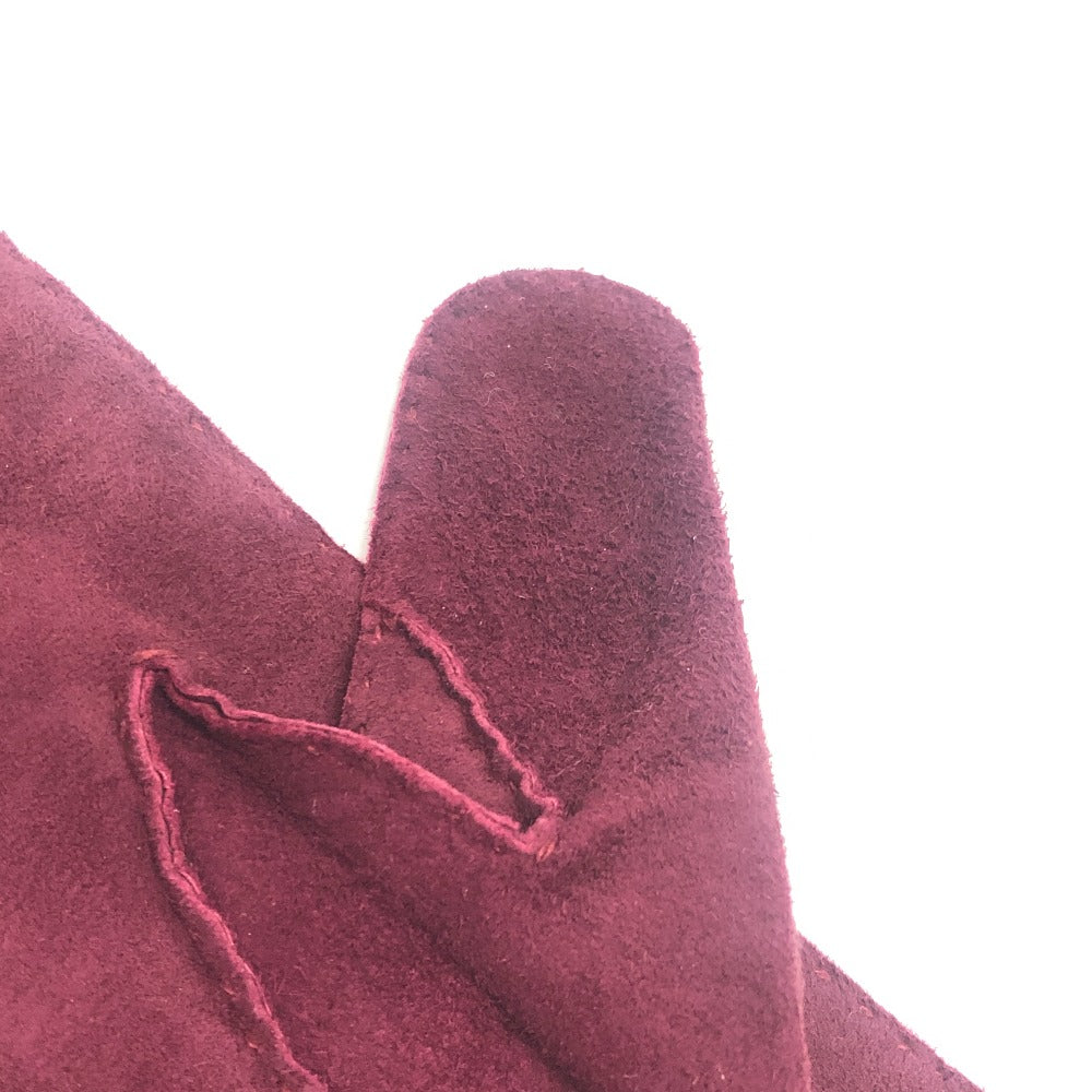 CHANEL CC Mark Logo Stitch Long Gloves Fashion Accessories gloves suede wine-red Used