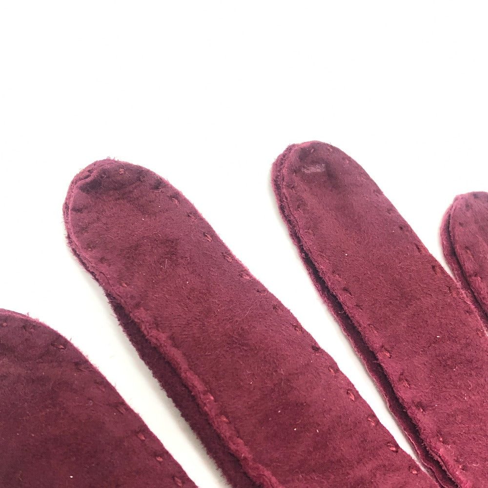 CHANEL CC Mark Logo Stitch Long Gloves Fashion Accessories gloves suede wine-red Used
