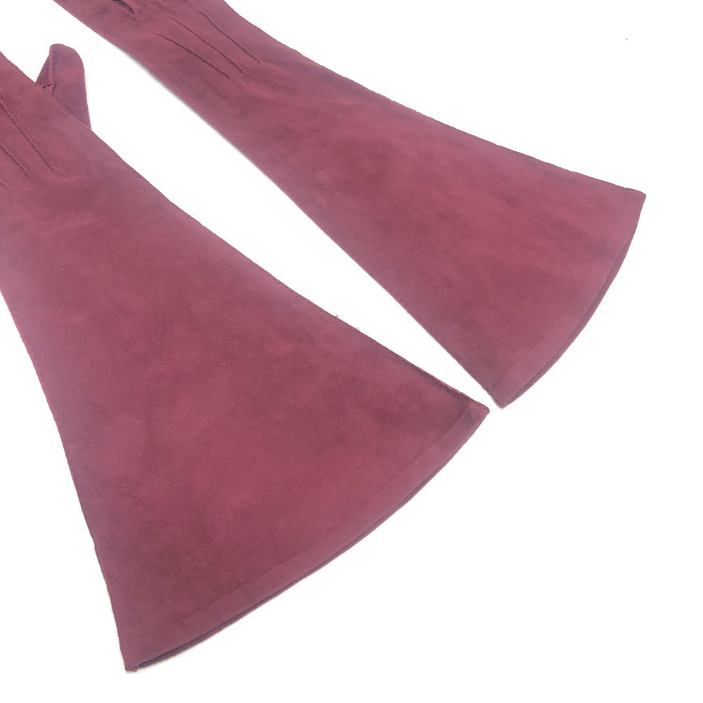 CHANEL CC Mark Logo Stitch Long Gloves Fashion Accessories gloves suede wine-red Used