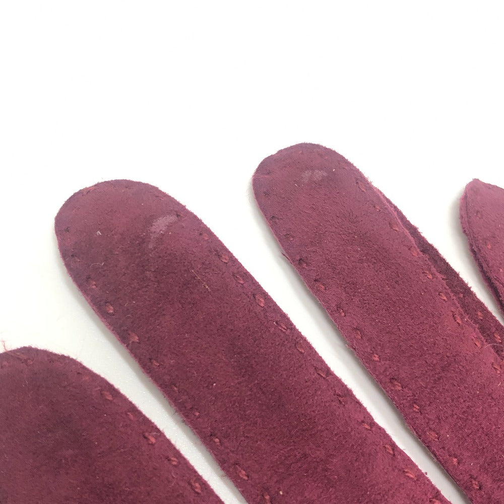 CHANEL CC Mark Logo Stitch Long Gloves Fashion Accessories gloves suede wine-red Used