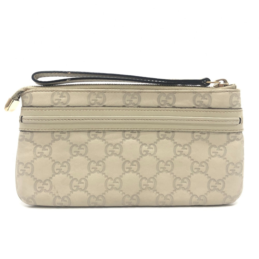GUCCI 256867 Mayfair Clutch bag with strap, flat bag Pouch Sima leather White Used