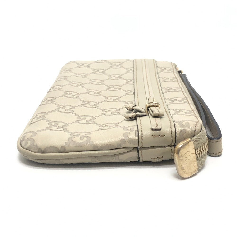 GUCCI 256867 Mayfair Clutch bag with strap, flat bag Pouch Sima leather White Used