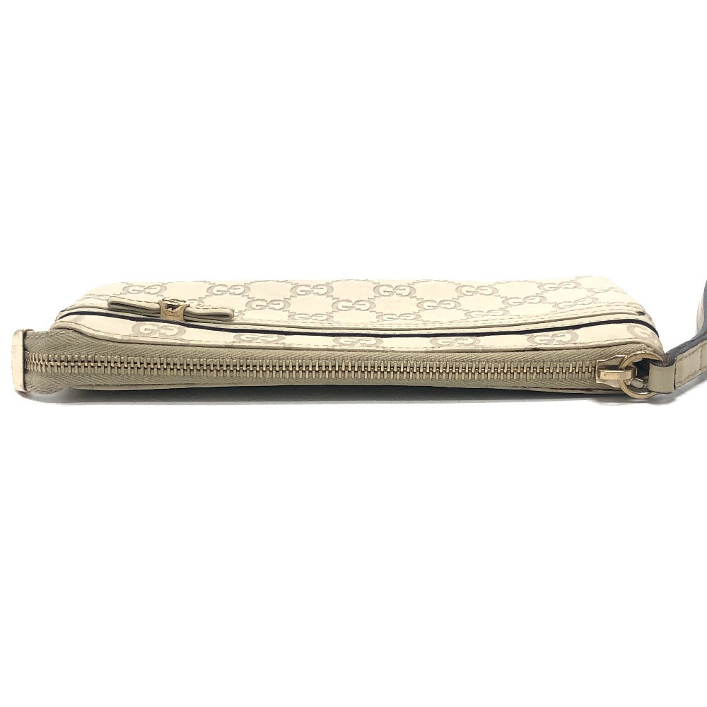 GUCCI 256867 Mayfair Clutch bag with strap, flat bag Pouch Sima leather White Used