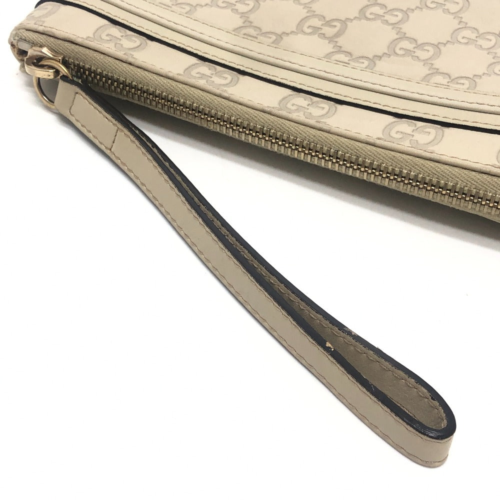 GUCCI 256867 Mayfair Clutch bag with strap, flat bag Pouch Sima leather White Used