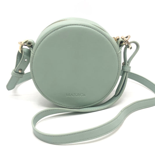 MAX&CO logo Round Crossbody Bag Shoulder Bag Leather Light blue Used