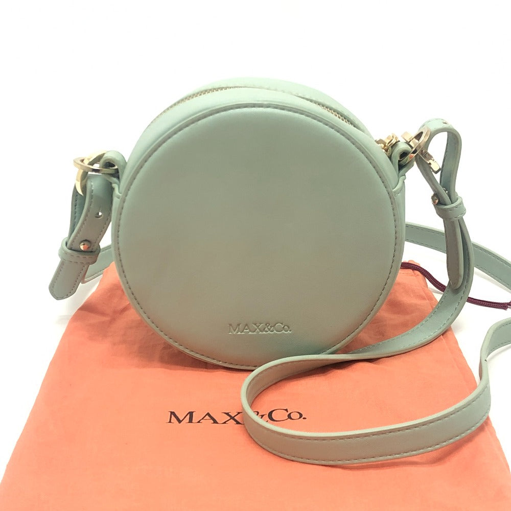 MAX&CO logo Round Crossbody Bag Shoulder Bag Leather Light blue Used