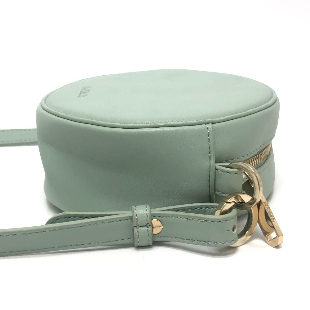 MAX&CO logo Round Crossbody Bag Shoulder Bag Leather Light blue Used