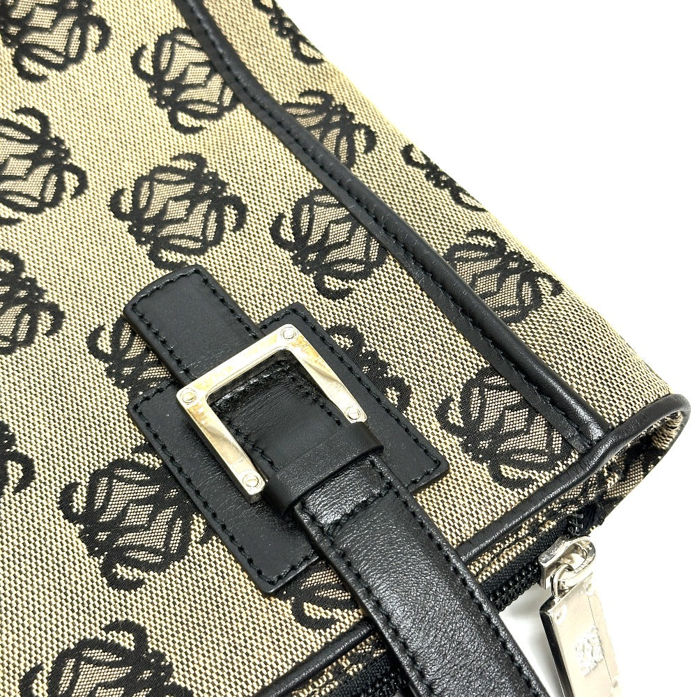 LOEWE anagram Tote Bag Handbag Hand Bag Canvas Beige/Black Used