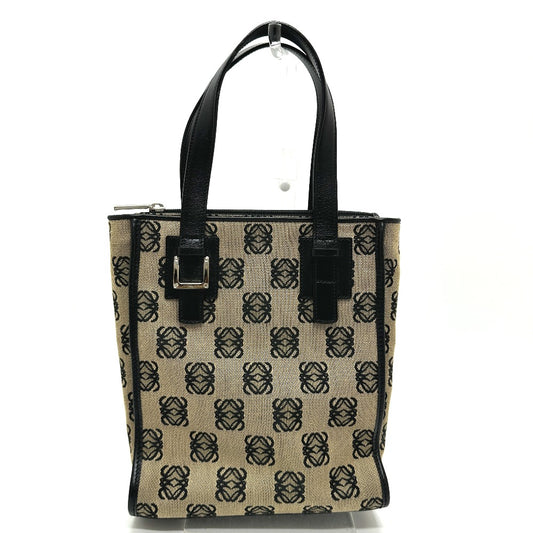 LOEWE anagram Tote Bag Handbag Hand Bag Canvas Beige/Black Used