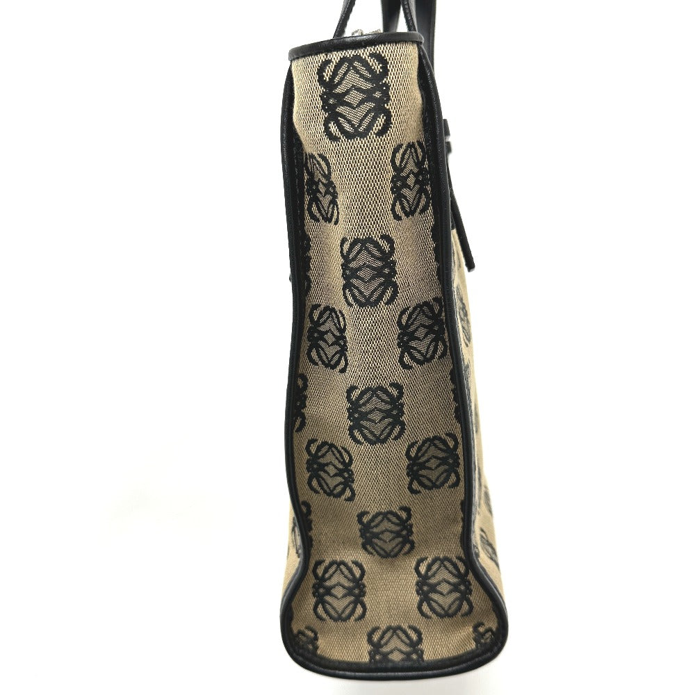 LOEWE anagram Tote Bag Handbag Hand Bag Canvas Beige/Black Used