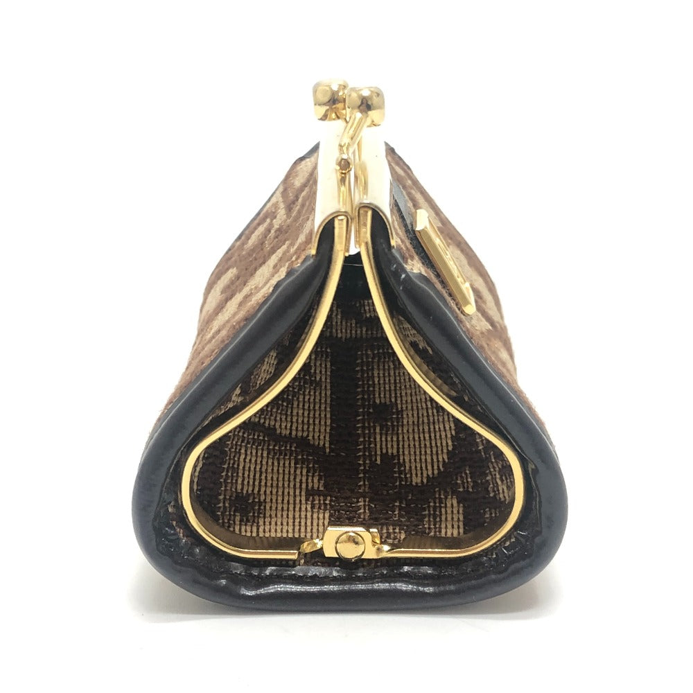 Dior Trotter pattern logo Vintage Kisslock Coin Compartment coin purse Canvas Brown Used